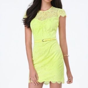 Bebe Maggie Lace Dress Lime Green Size 0